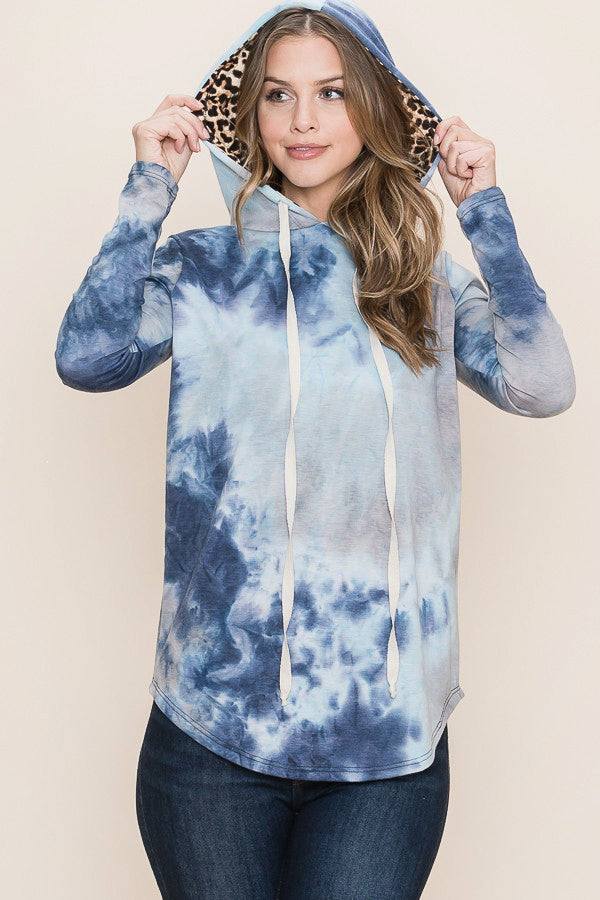 Tie Dye Leopard Hooded Hoodie