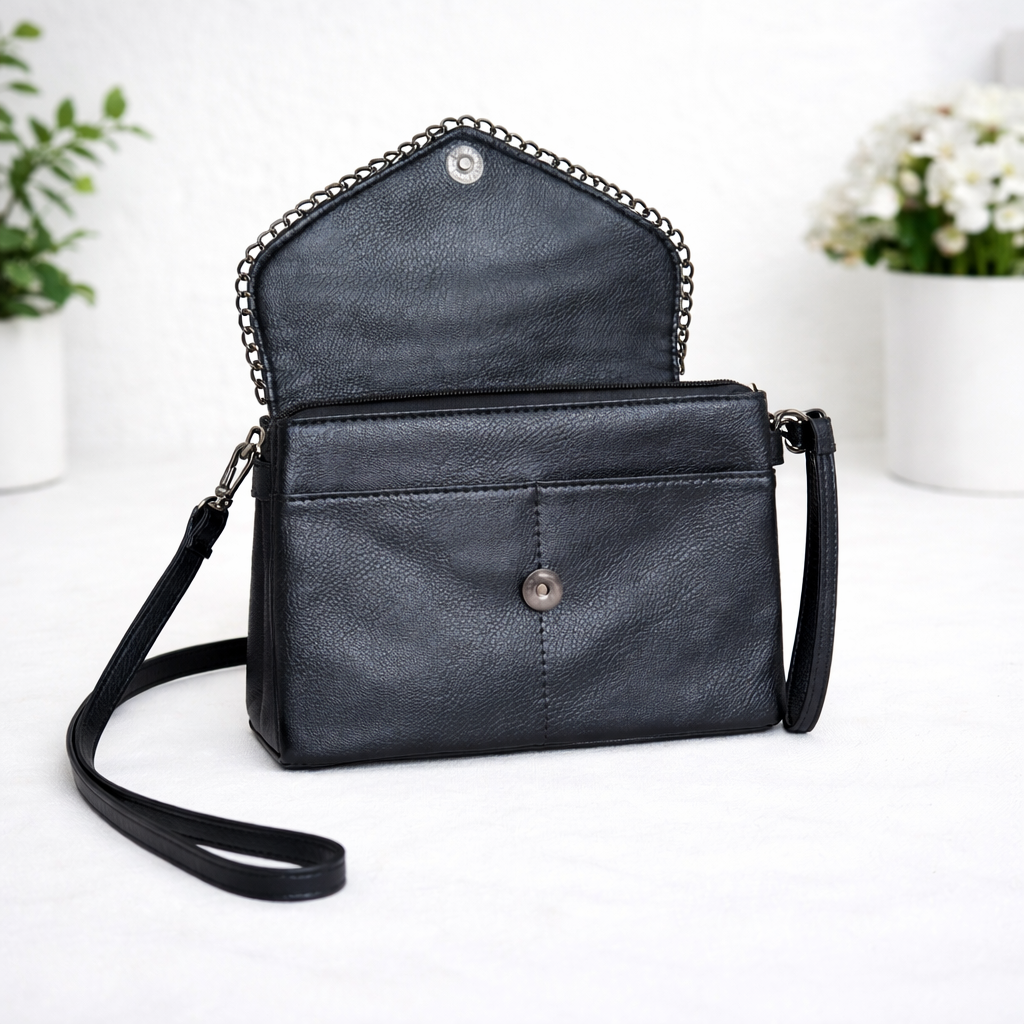 Noir Croc Envelope Purse