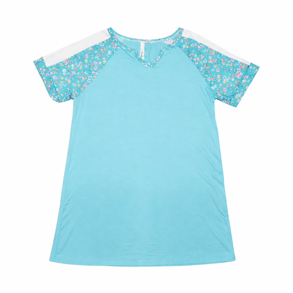 Aqua Meadow Raglan Top
