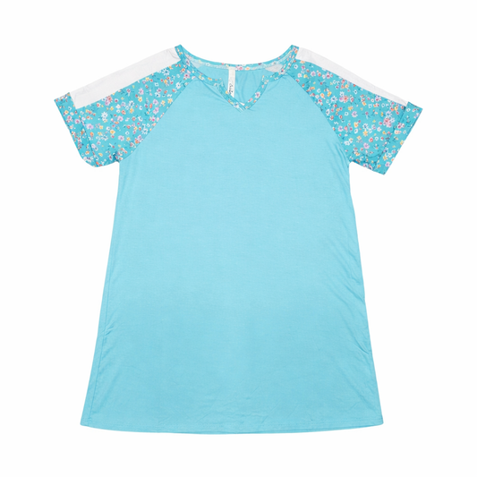 Aqua Meadow Raglan Top