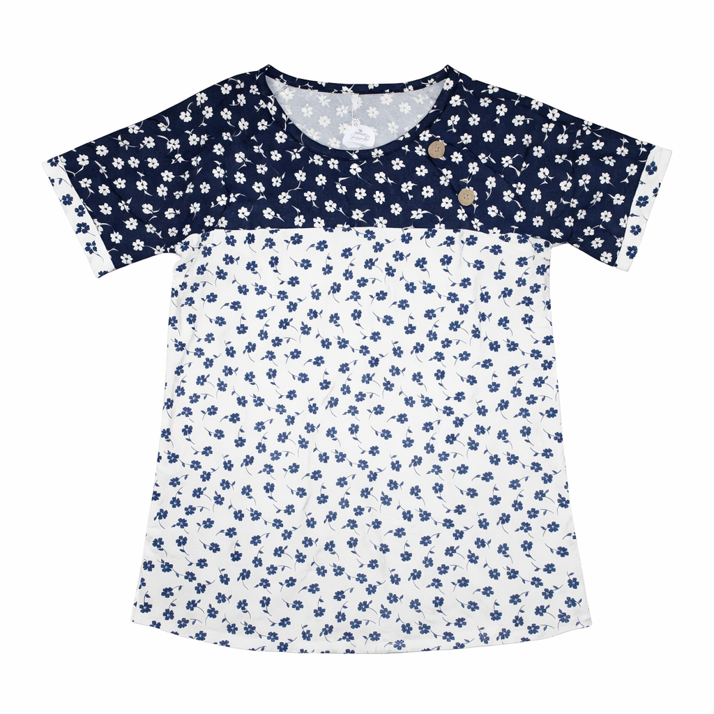 Midnight Meadow Button Detail Top