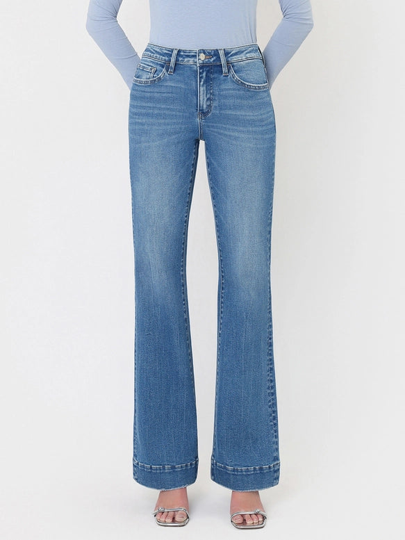 Bella High Rise Trouser Hem Relaxed Flare Jeans