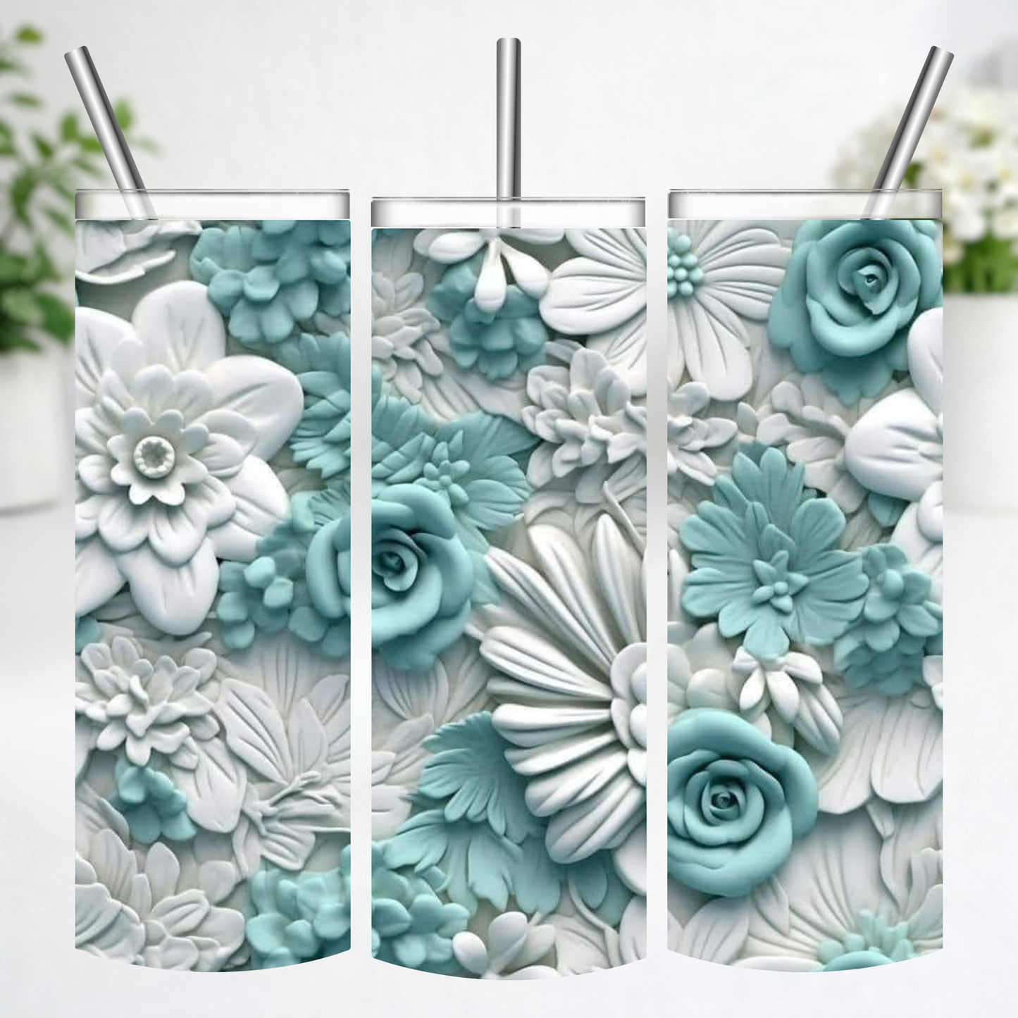 Aqua Garden Blossom Tumbler