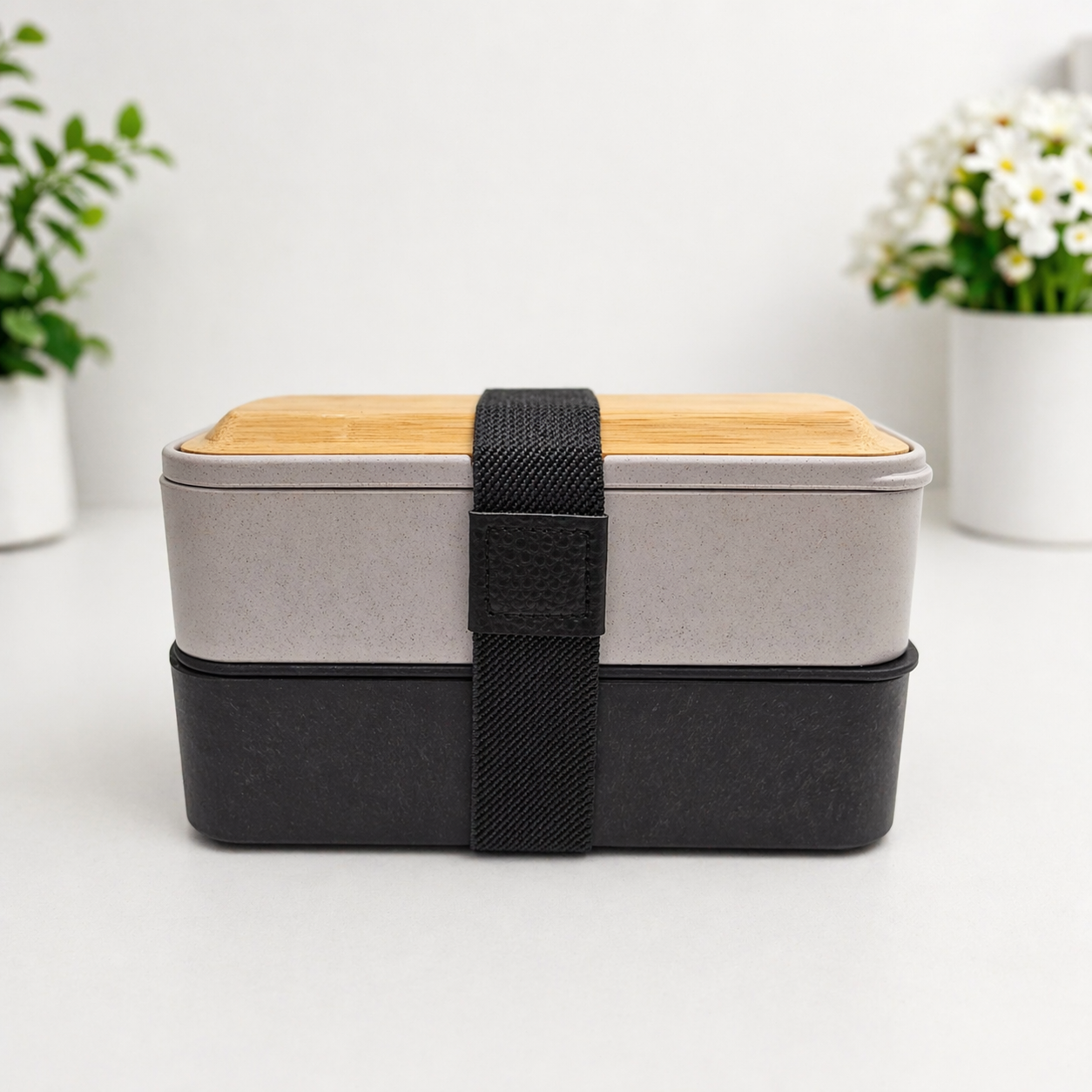 Eco-Friendly 2-Tier Lunch Box with Bamboo Lid