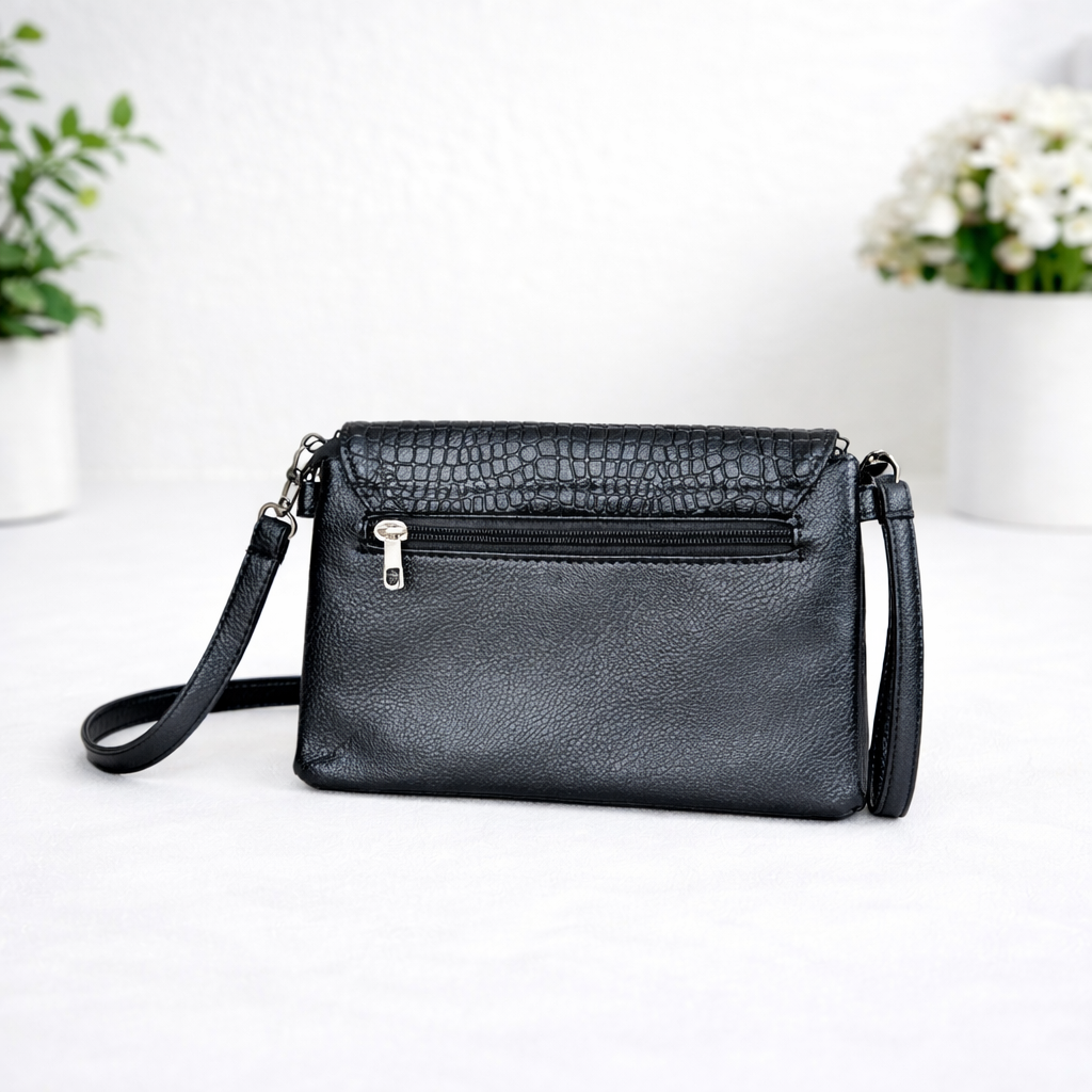 Noir Croc Envelope Purse