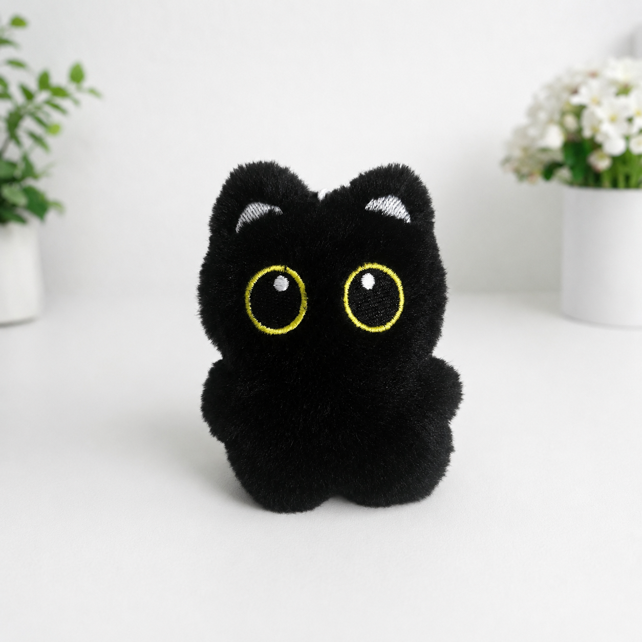 🖤 Black Cat Plush Keychain – Squeaky Bag Charm 🐈‍⬛✨