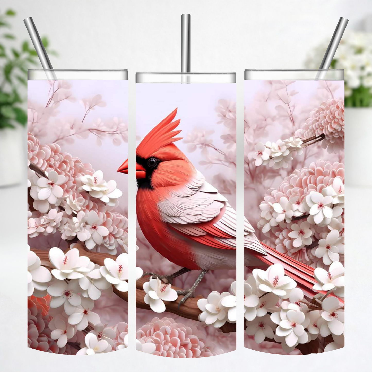 Blushing Cardinal Blossom Tumbler