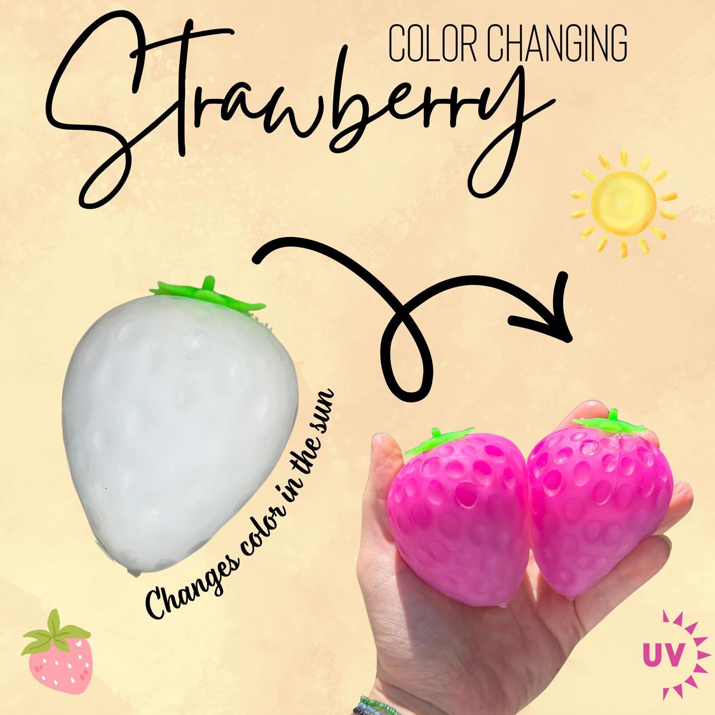 🍓 Strawberry Color Changing Squishy ☀️💖