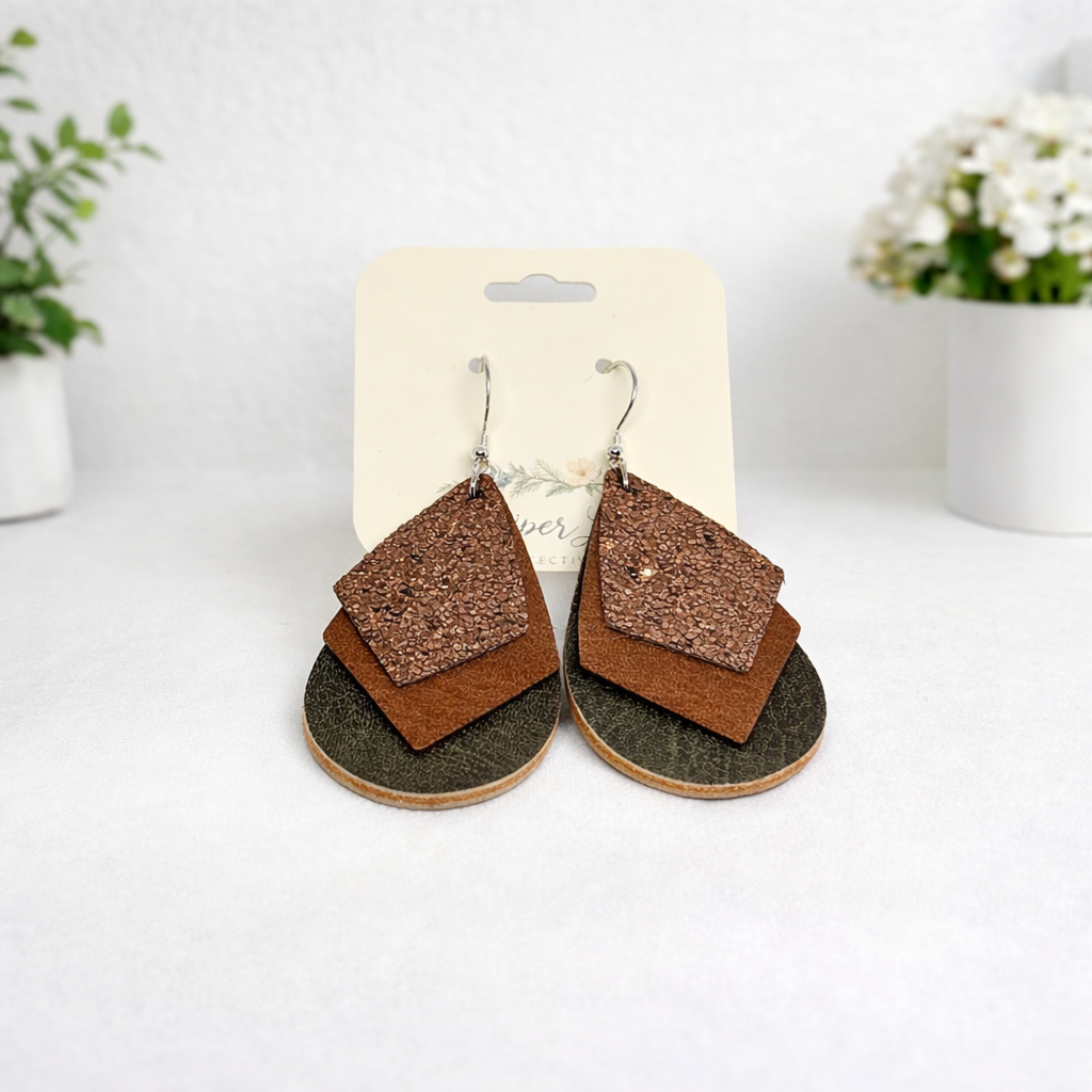 Triple Layer Tear Drop Earrings