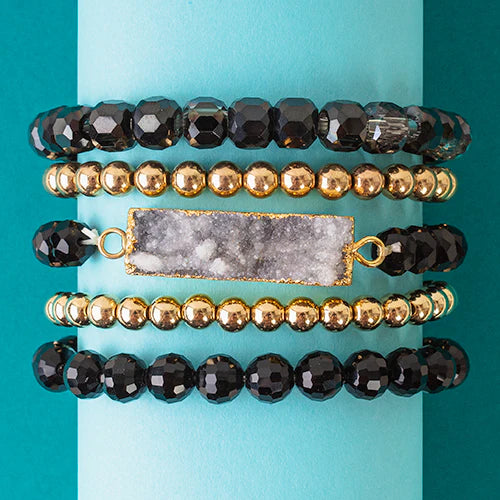 Stacked Druzy Bracelet Set