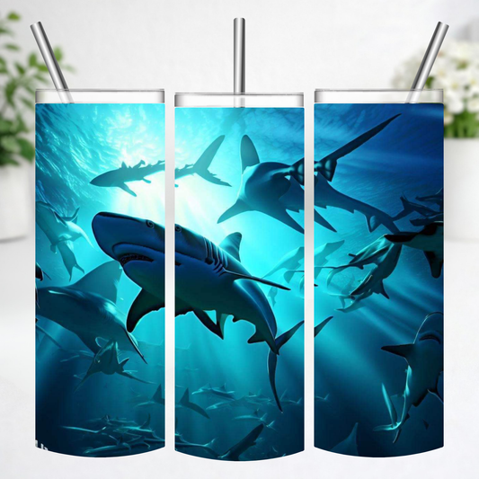 Deep Blue Shark Dive Tumbler
