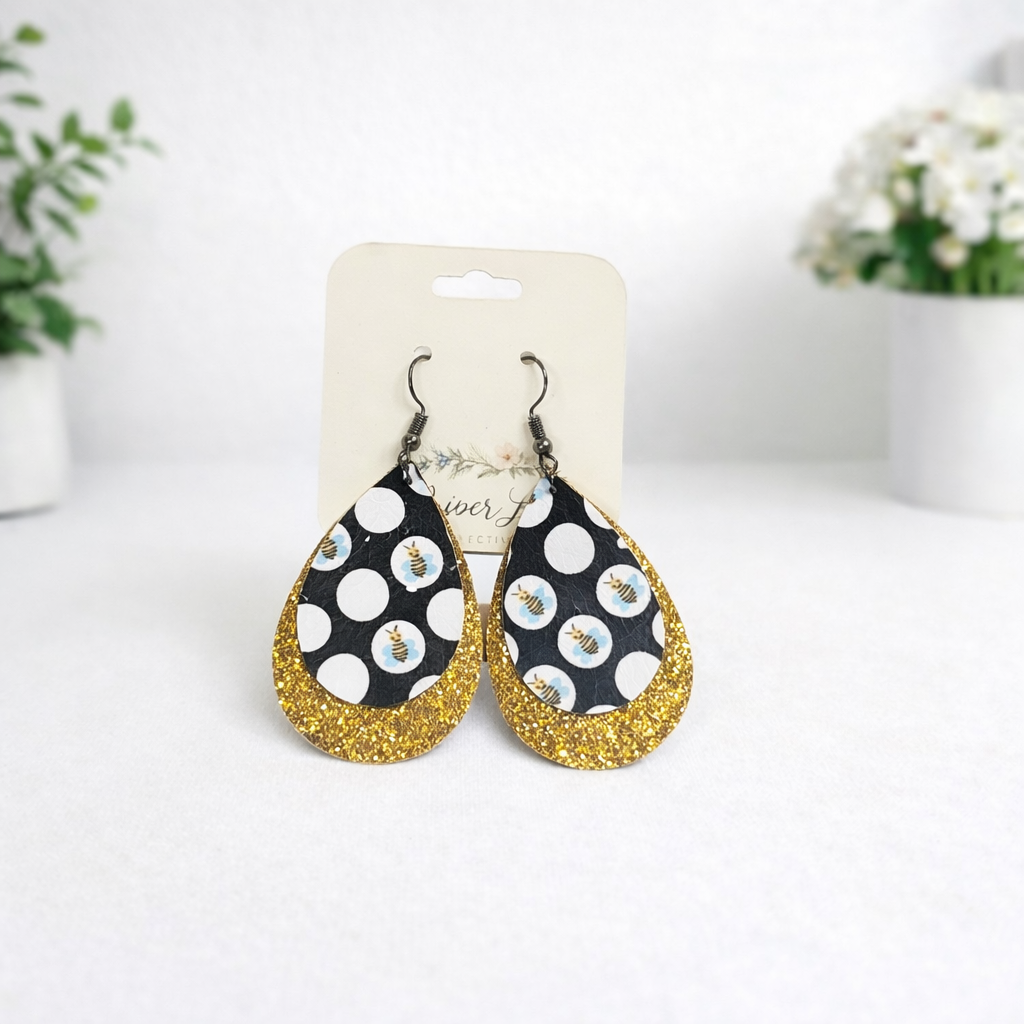Tiered Faux Leather Earrings