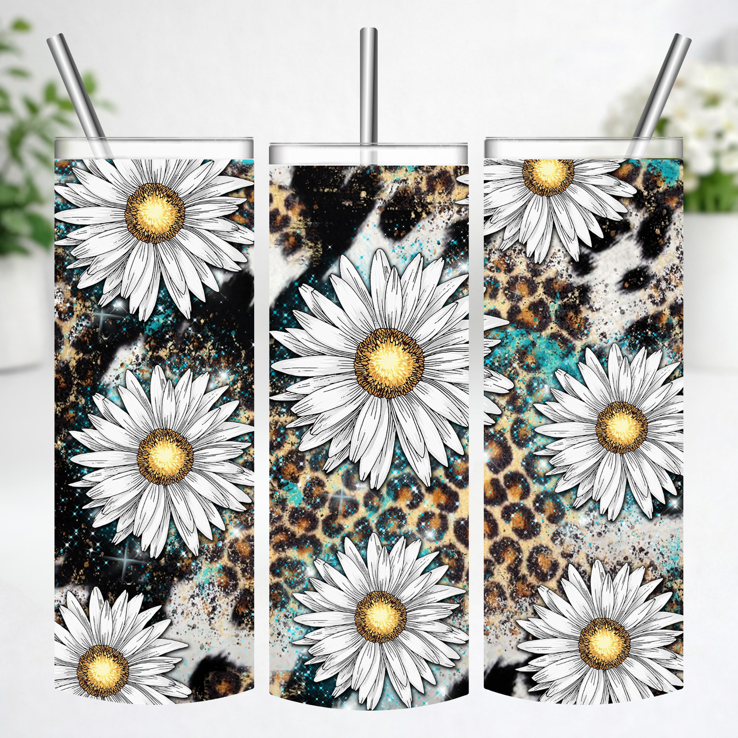 Wild Daisy Leopard Tumbler