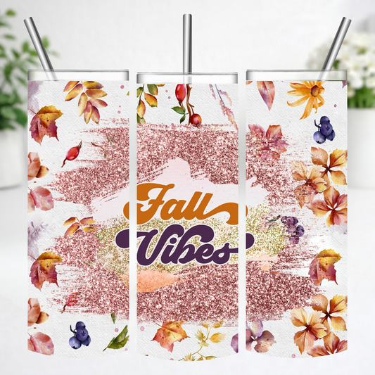 Fall Vibes Glitter Tumbler