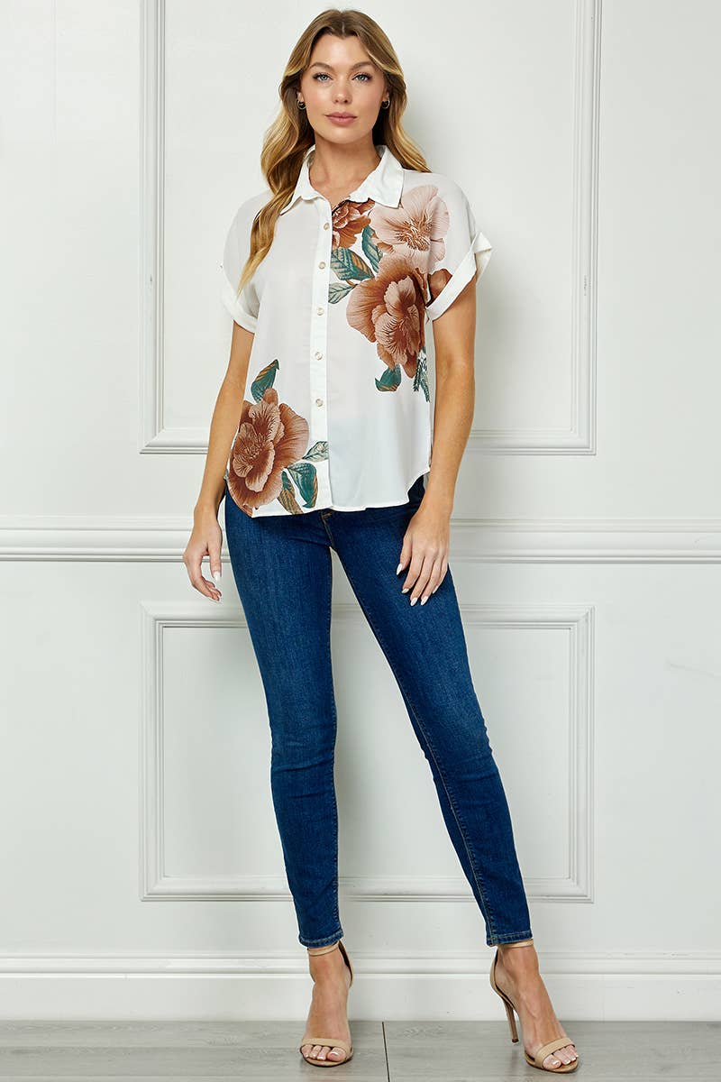 Bloom Haven Button-Up Blouse