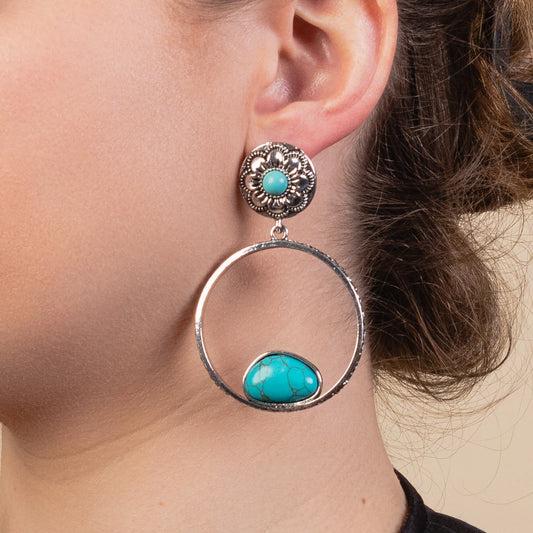 Desert Bloom Turquoise Hoop Earrings