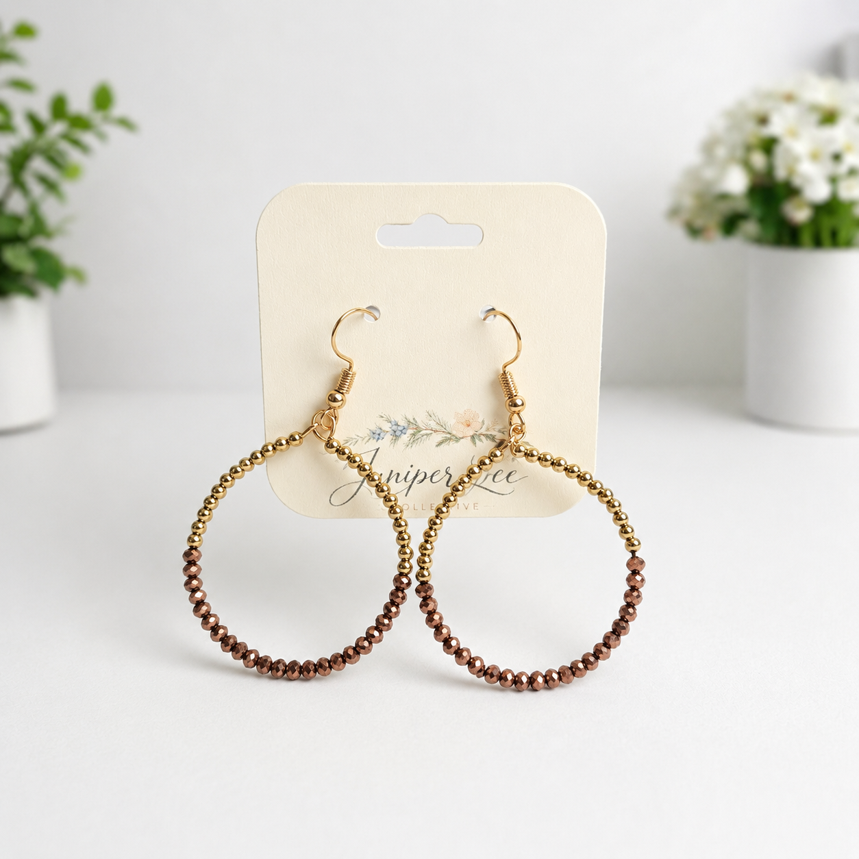 Crystal Beaded Hoop Earrings