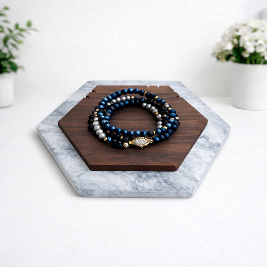 Classic Layered Beaded Stretch Bracelet Set