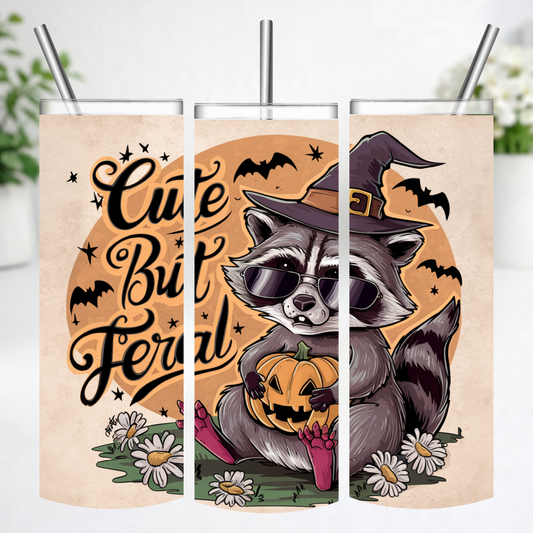 Cute But Feral Raccoon Tumbler