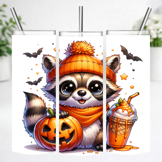 Pumpkin Patch Raccoon Tumbler