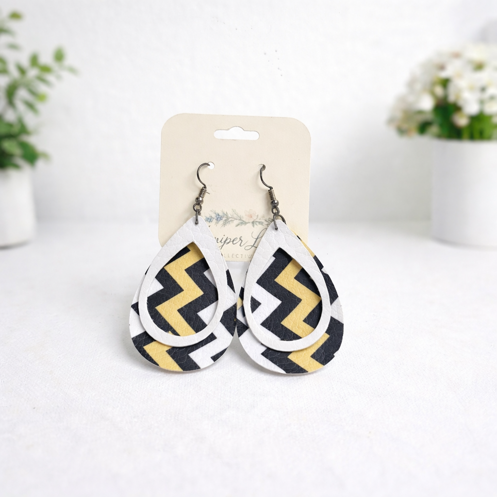 Tiered Faux Leather Earrings