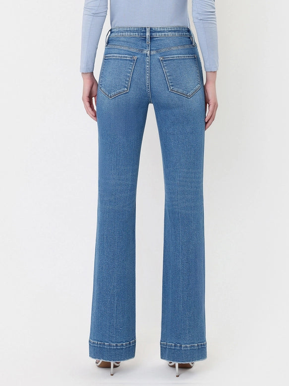 Bella High Rise Trouser Hem Relaxed Flare Jeans