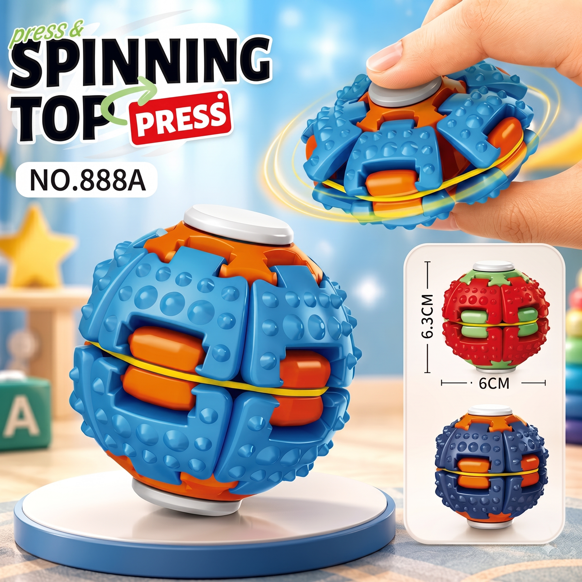 Press & Spin Fidget Ball 🔄✨