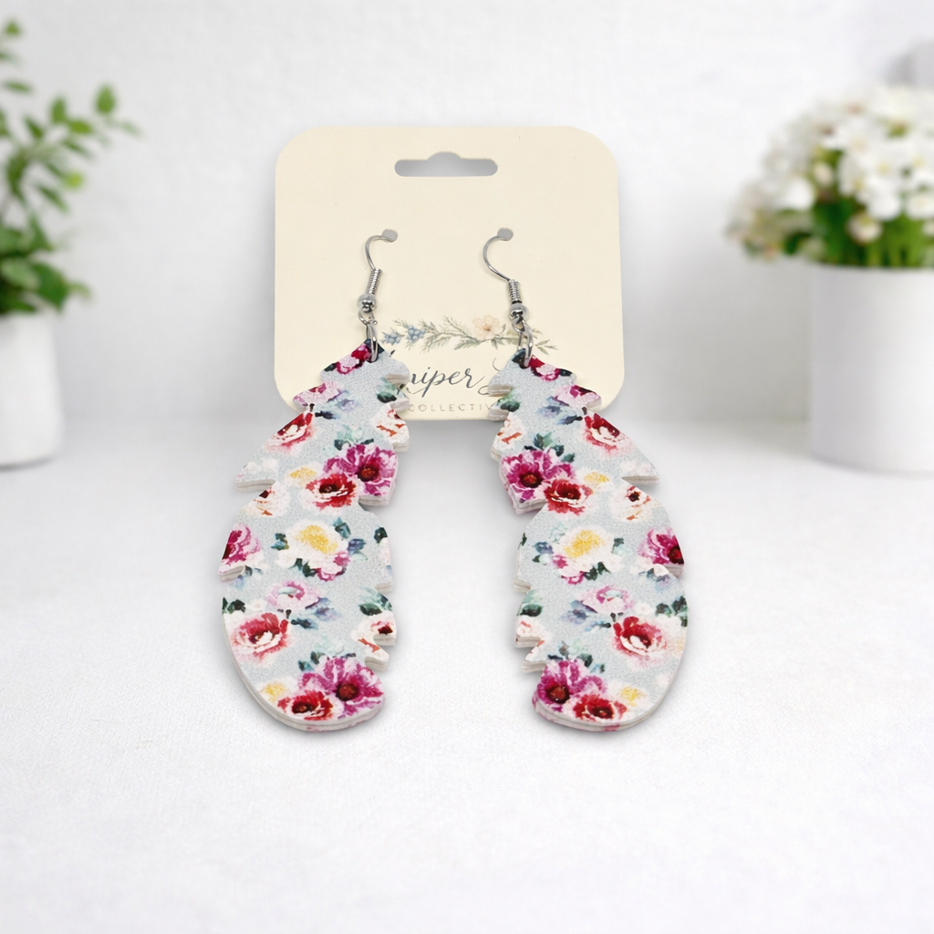 Floral Feather Earrings