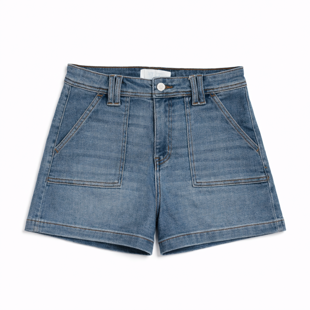 Rebecca High Rise Patch Pocket Denim Shorts