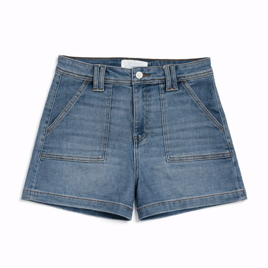 Rebecca High Rise Patch Pocket Denim Shorts
