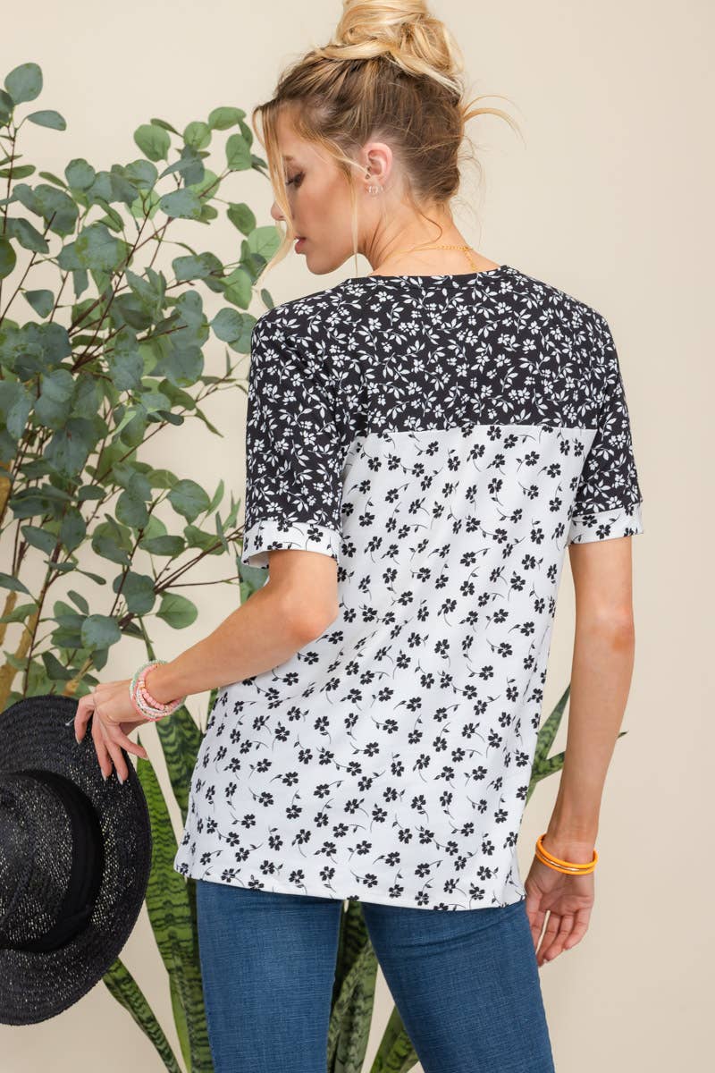 Midnight Meadow Button Detail Top