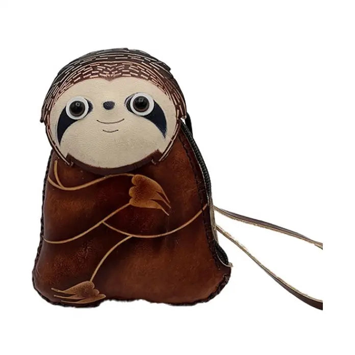 Leather Animal Coin Purse with Zip Closure