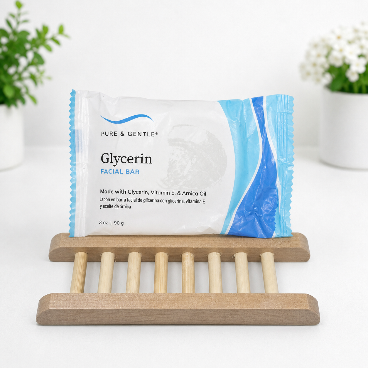 Pure & Gentle Glycerin Facial Bar with Bamboo Soap Holder