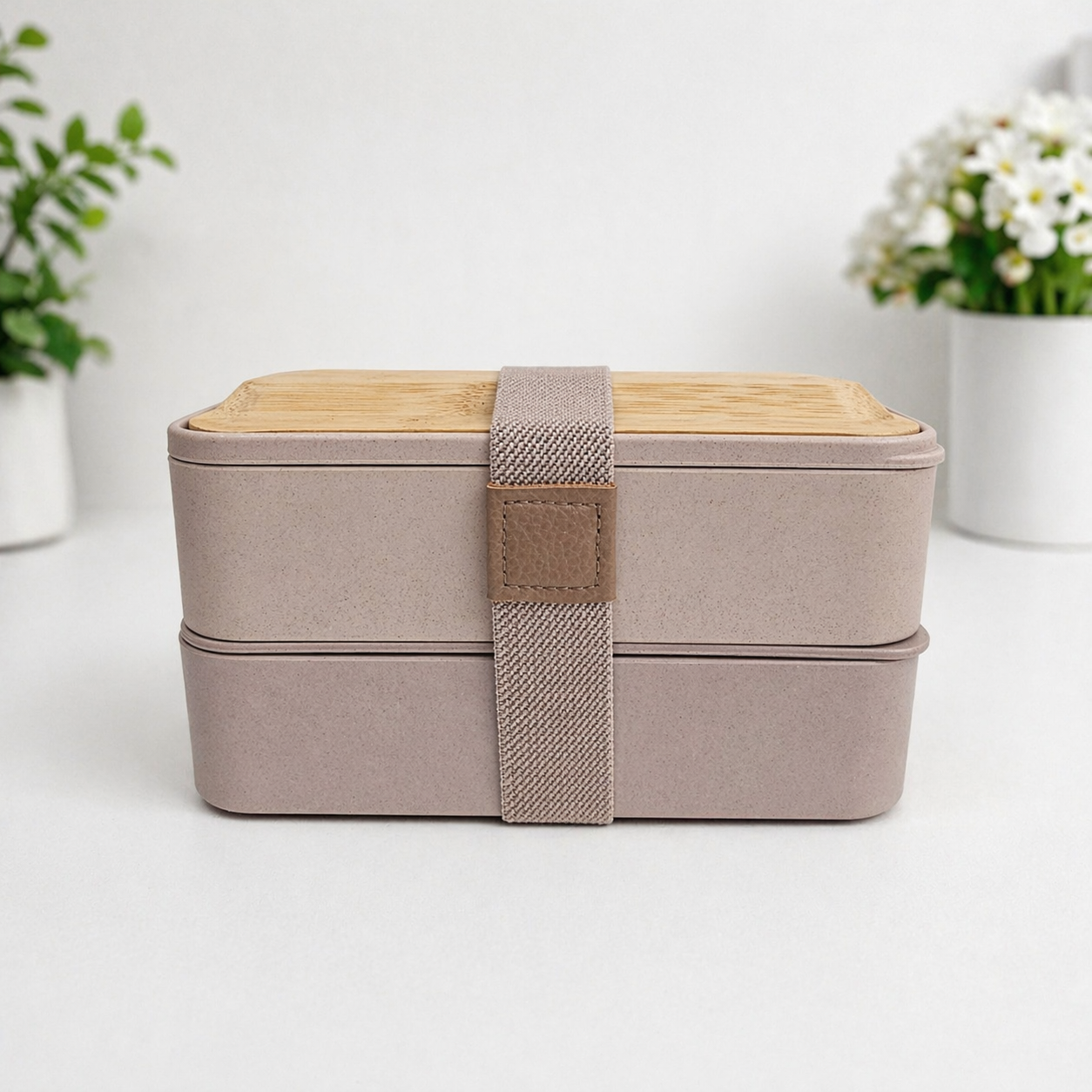 Eco-Friendly 2-Tier Lunch Box with Bamboo Lid