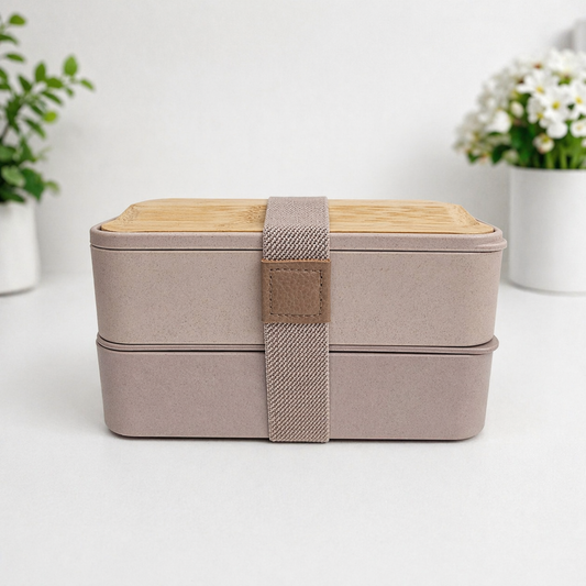 Eco-Friendly 2-Tier Lunch Box with Bamboo Lid