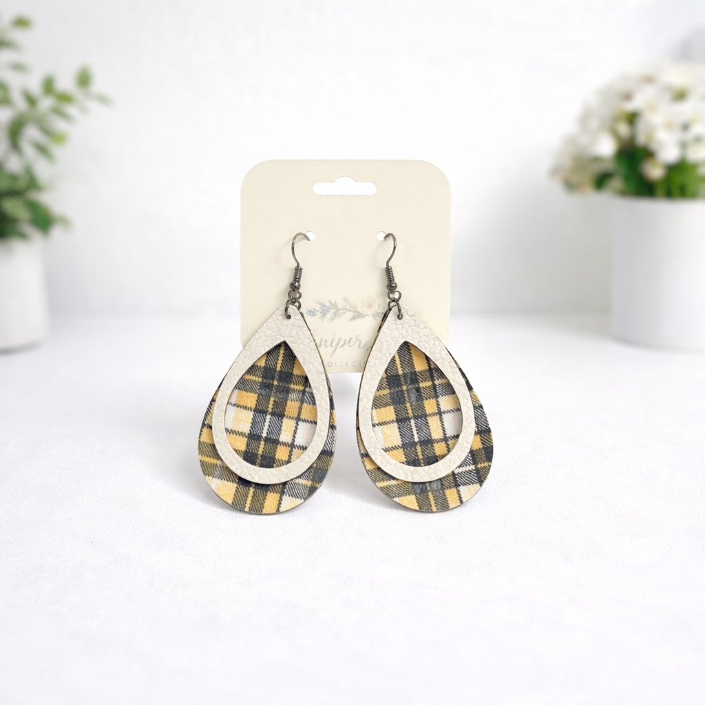 Tiered Faux Leather Earrings