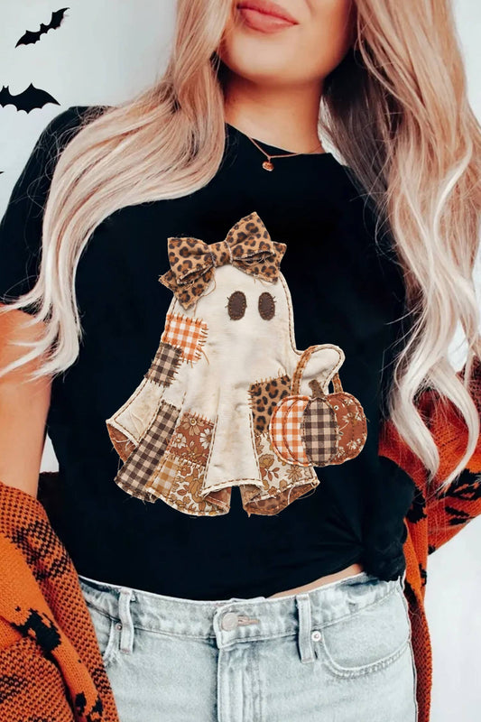 👻🎃 Boo-tiful Patchwork Ghost Graphic Tee