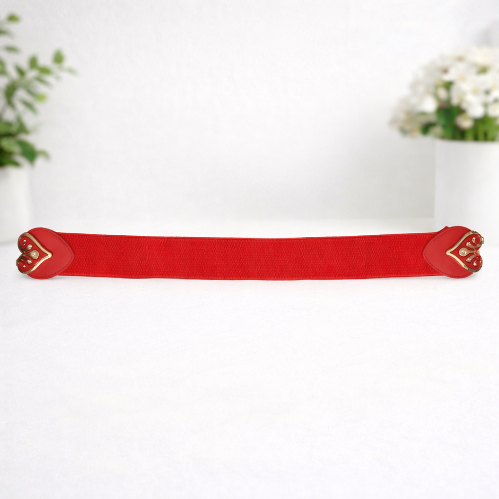 ❤️ Scarlet Heart Rhinestone Stretch Belt
