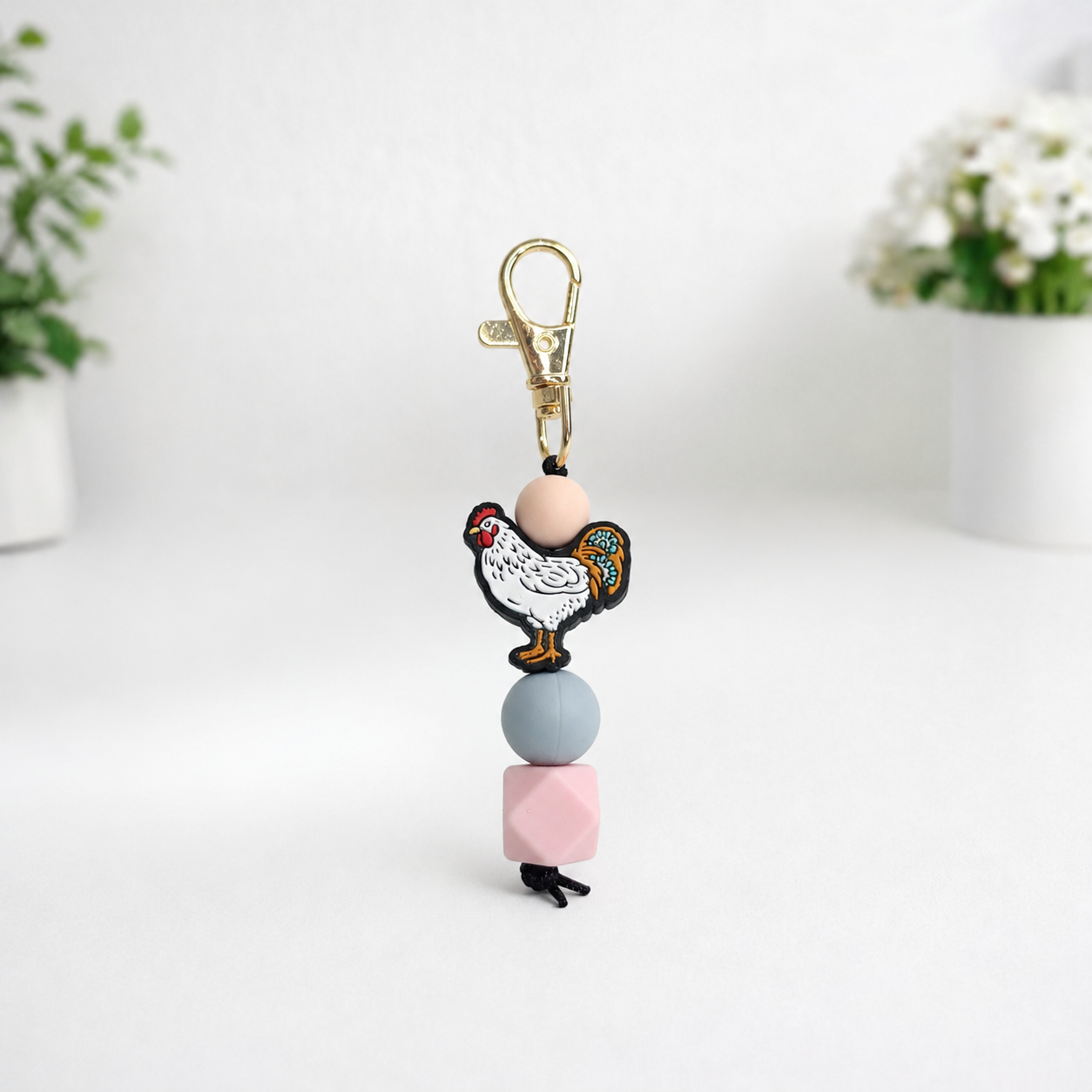 Farmhouse Hen Silicone Keychain