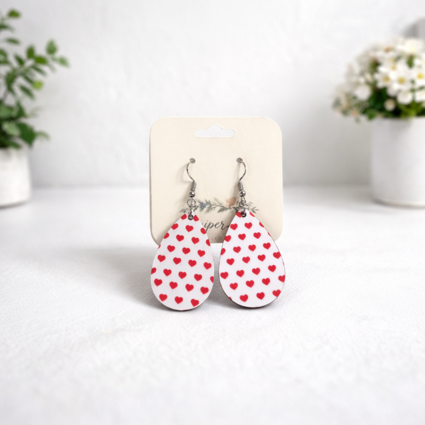 Printed Acrylic Teardrop Earrings