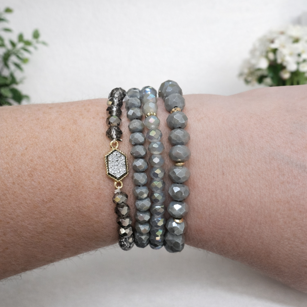 Classic Layered Beaded Stretch Bracelet Set