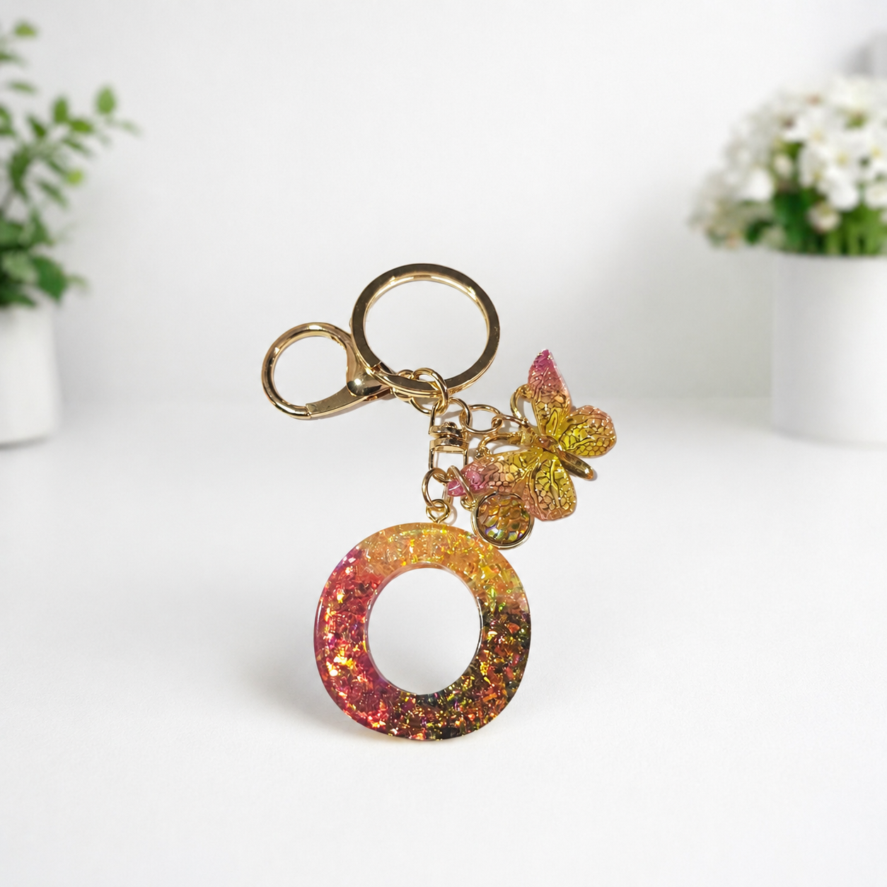 Golden Flutter O Keychain
