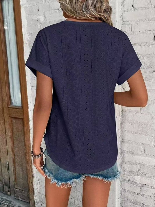 Everyday Charm Eyelet Short Sleeve Top