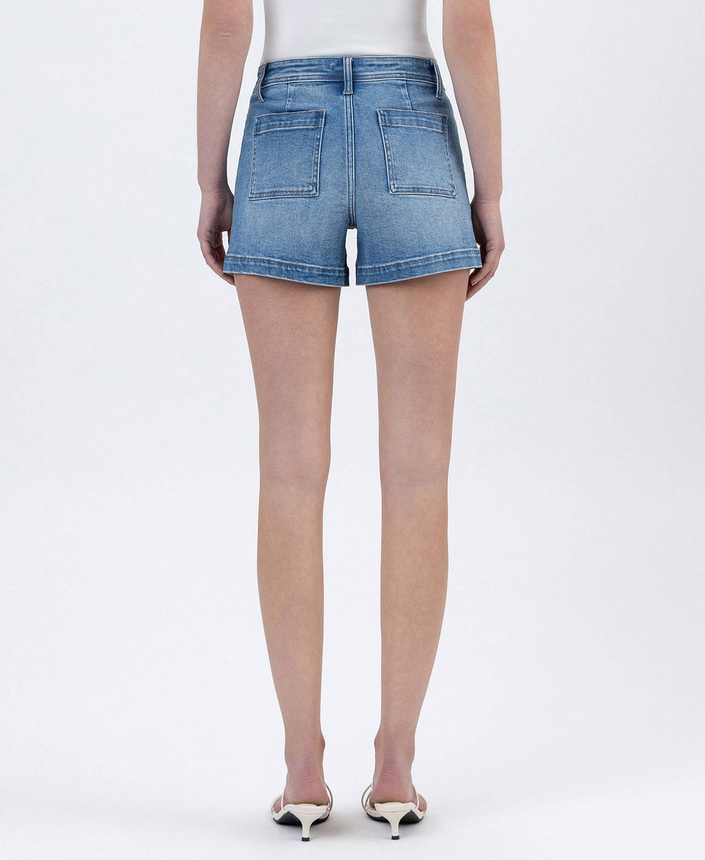 Rebecca High Rise Patch Pocket Denim Shorts