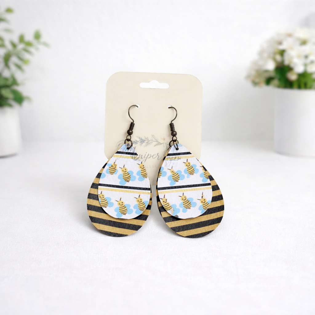 Tiered Faux Leather Earrings