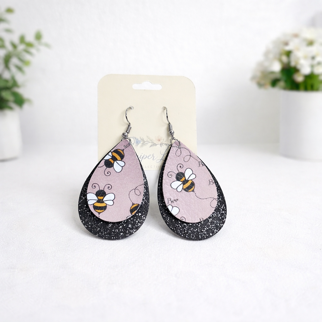 Tiered Faux Leather Earrings