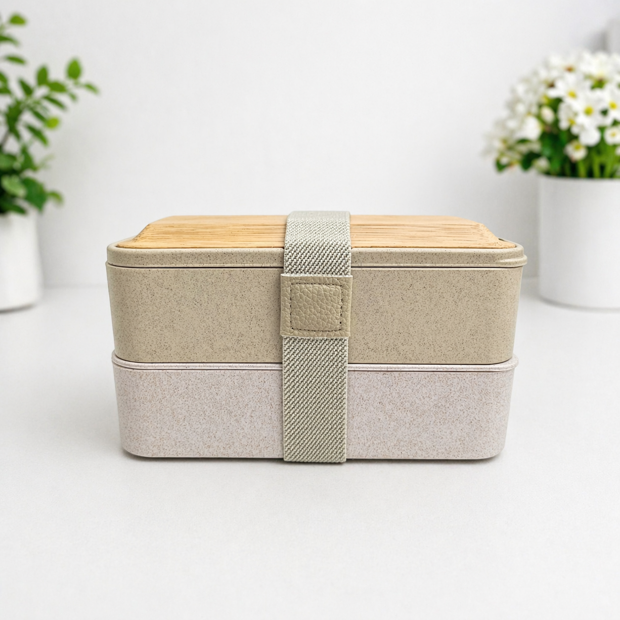 Eco-Friendly 2-Tier Lunch Box with Bamboo Lid