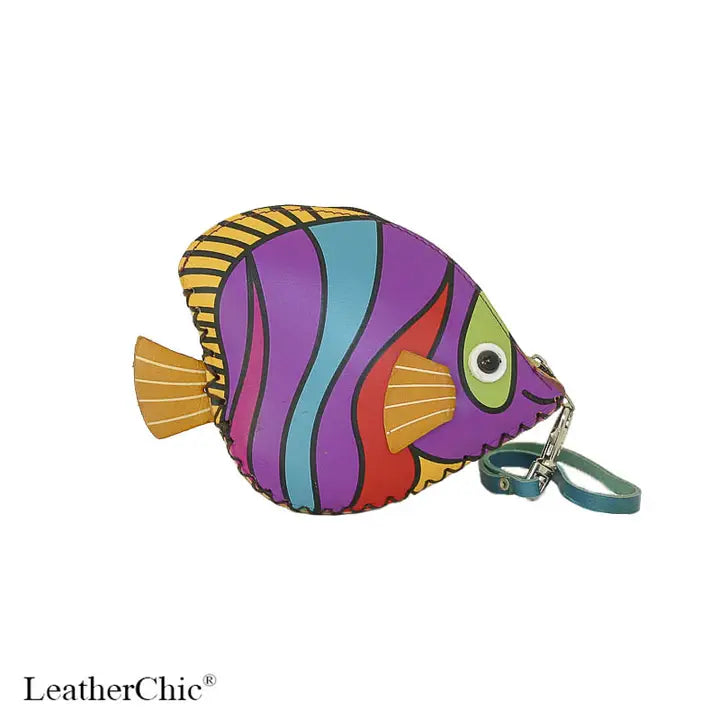 Leather Animal Coin Purse with Zip Closure