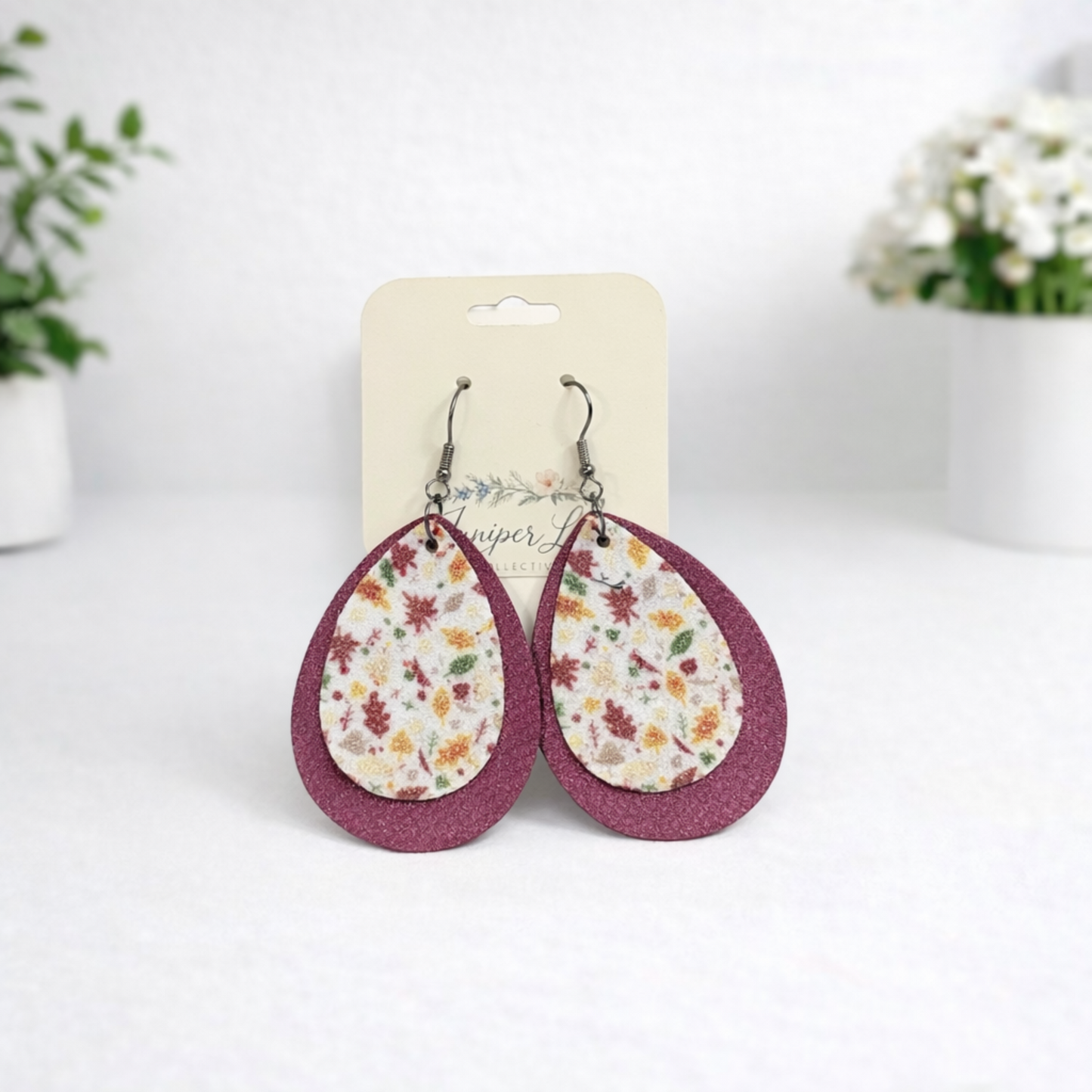 Printed Teardrop Earrings