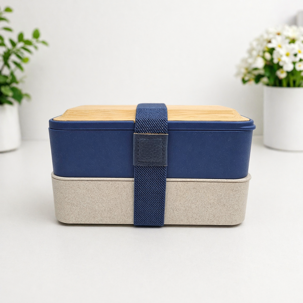 Eco-Friendly 2-Tier Lunch Box with Bamboo Lid